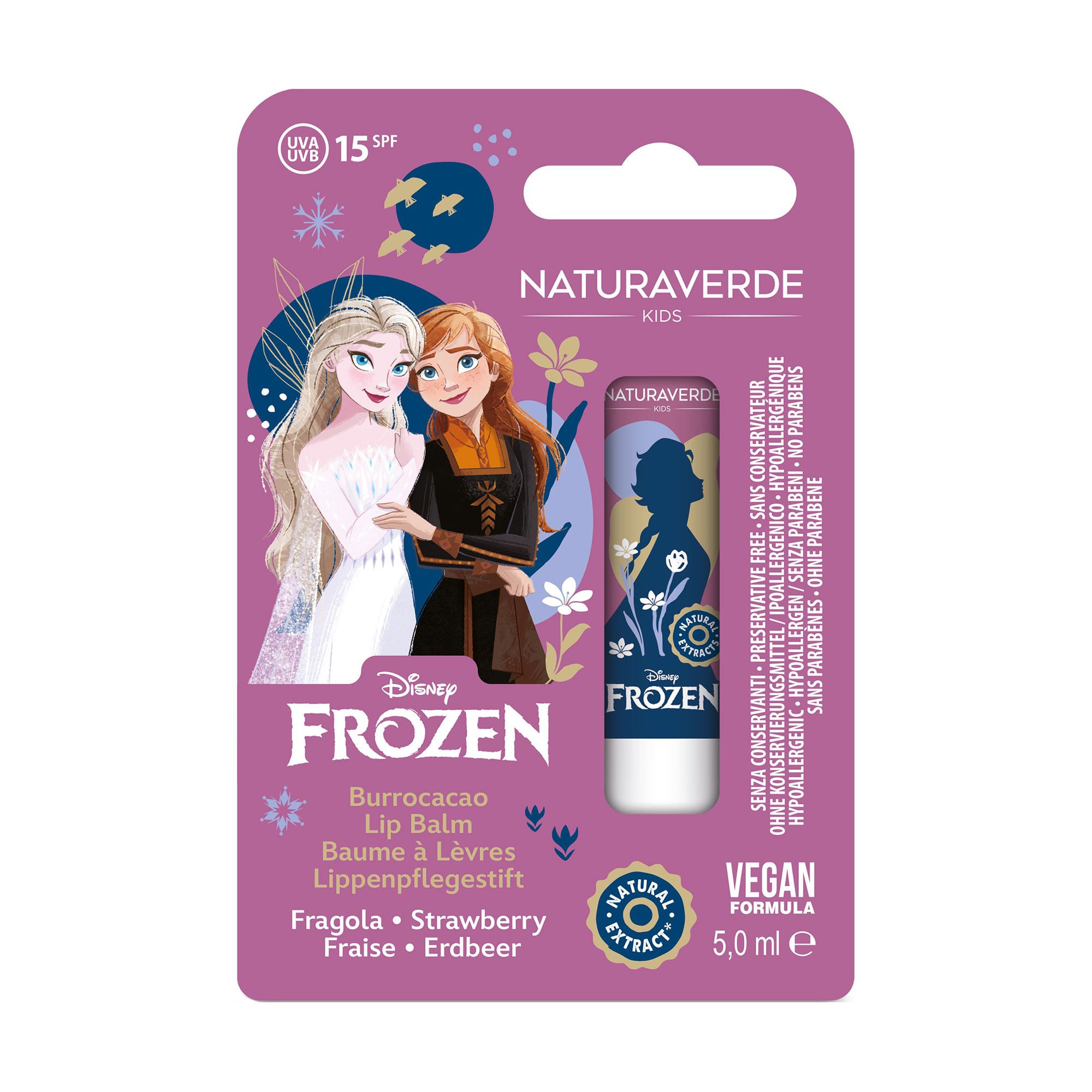 Дитячий бальзам для губ Naturaverde Kids Disney Frozen Lip Balm, SPF 15, Strawberry, 5 мл